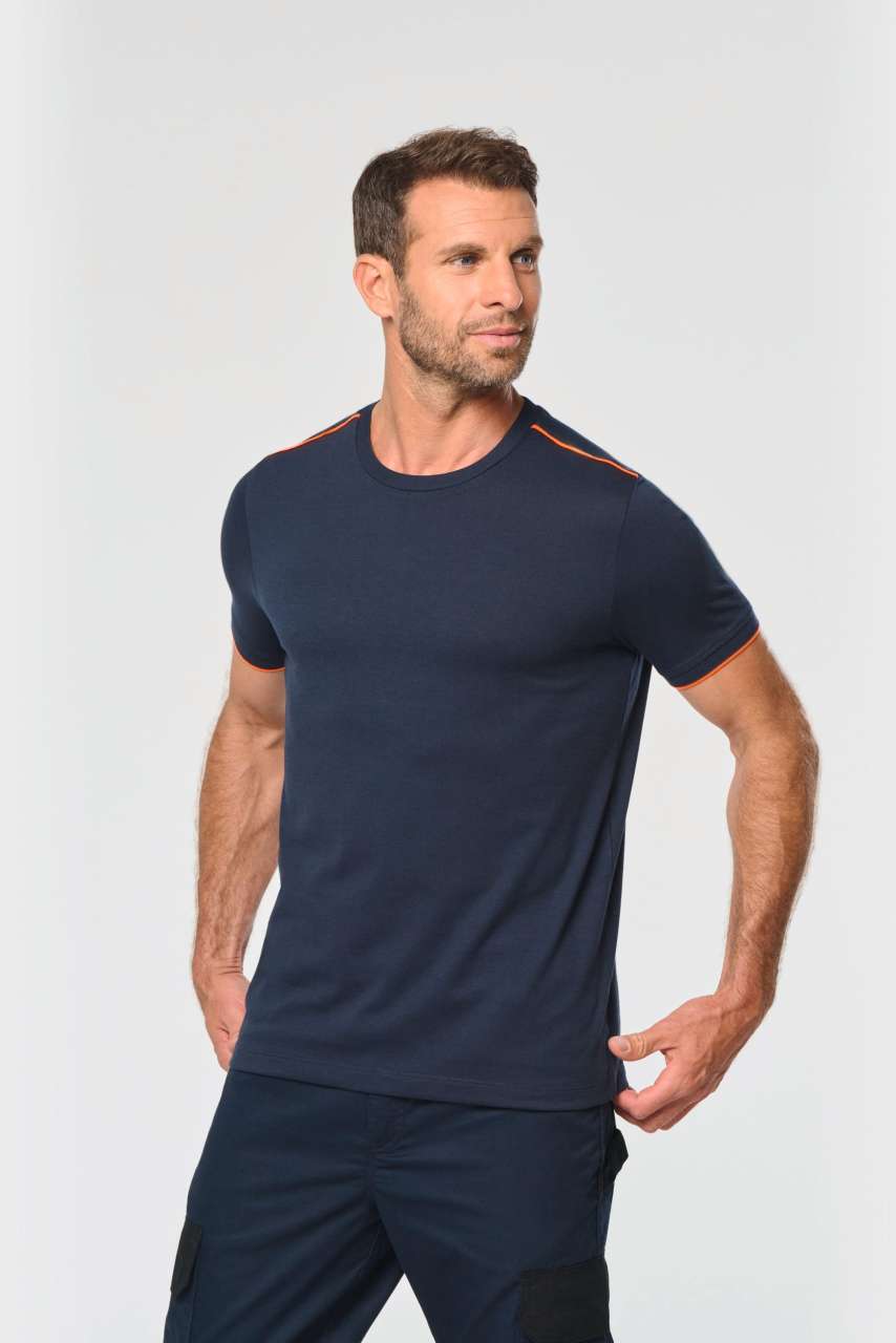MEN'S SHORT-SLEEVED DAYTODAY T-SHIRT - Navy/Light Royal Blue - modelimageurl