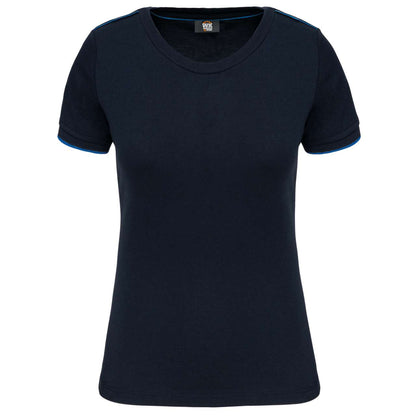 LADIES SHORT-SLEEVED DAYTODAY T-SHIRT - Navy/Light Royal Blue - colorimageurl