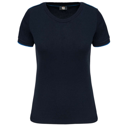 LADIES SHORT-SLEEVED DAYTODAY T-SHIRT - Navy/Light Royal Blue - colorimageurl