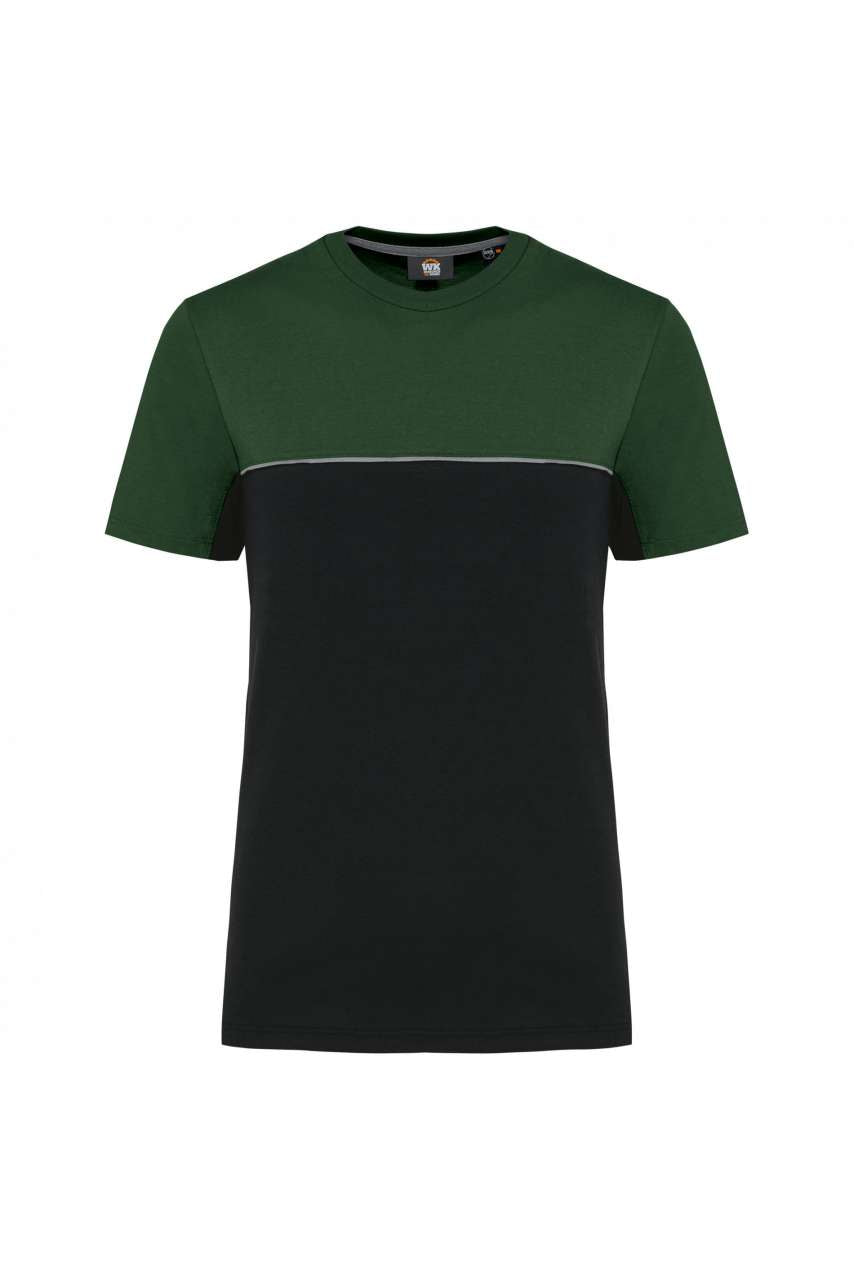 UNISEX ECO-FRIENDLY SHORT SLEEVE TWO-TONE T-SHIRT - Black/Forest Green - colorimageurl