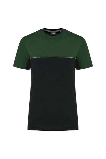 UNISEX ECO-FRIENDLY SHORT SLEEVE TWO-TONE T-SHIRT - Black/Forest Green - colorimageurl