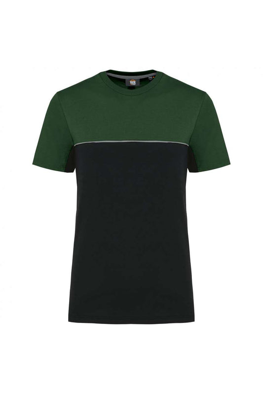 UNISEX ECO-FRIENDLY SHORT SLEEVE TWO-TONE T-SHIRT - Black/Forest Green - colorimageurl