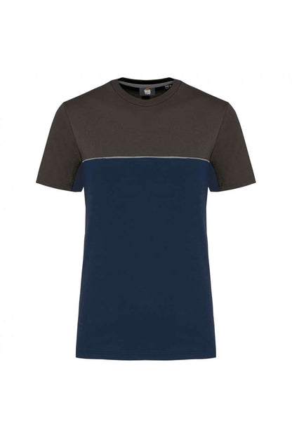 UNISEX ECO-FRIENDLY SHORT SLEEVE TWO-TONE T-SHIRT - Navy/Royal Blue - colorimageurl