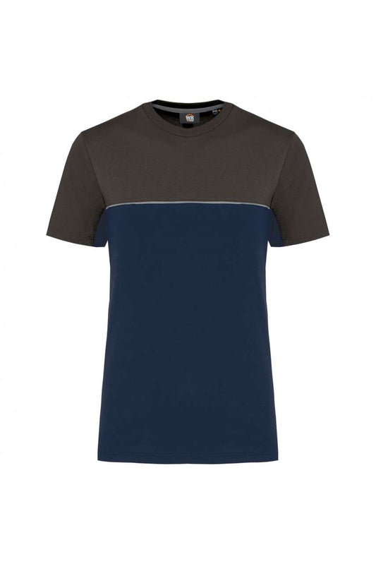 UNISEX ECO-FRIENDLY SHORT SLEEVE TWO-TONE T-SHIRT - Navy/Royal Blue - colorimageurl