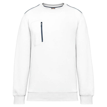 UNISEX DAYTODAY CONTRASTING POCKET SWEATSHIRT - White/Navy - colorimageurl