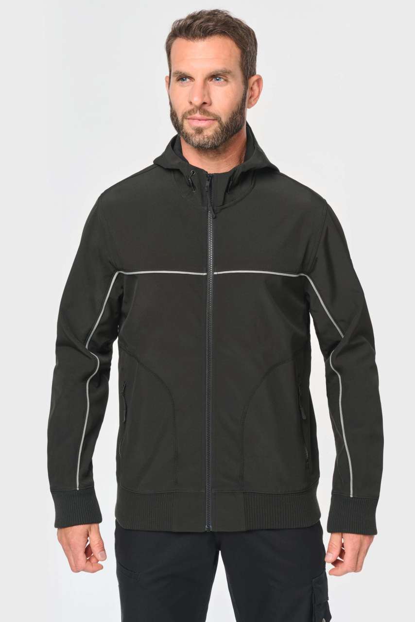 UNISEX 3-LAYER TWO-TONE BIONIC SOFTSHELL JACKET - Black - modelimageurl