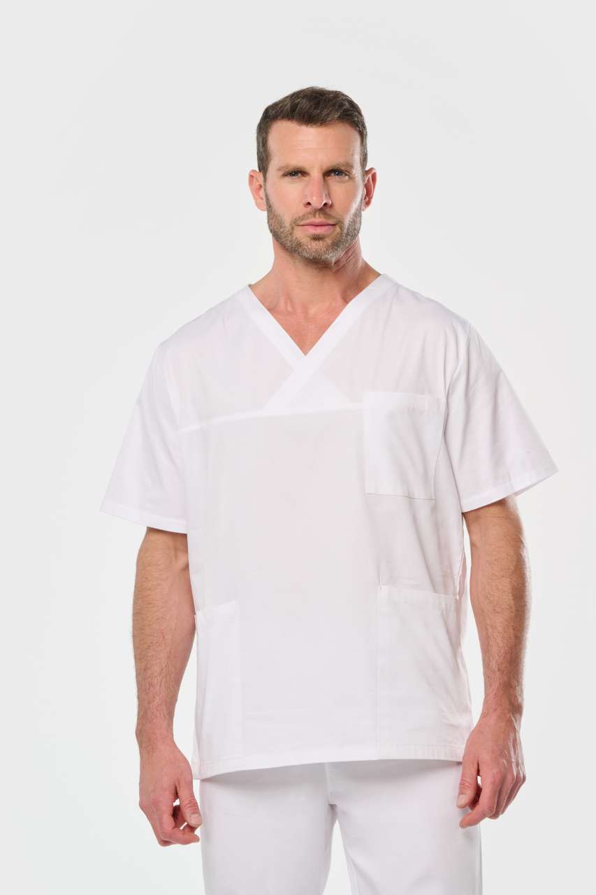UNISEX SHORT SLEEVE COTTON TUNIC - White - modelimageurl