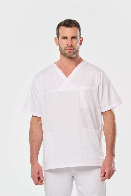 UNISEX SHORT SLEEVE COTTON TUNIC - White - modelimageurl
