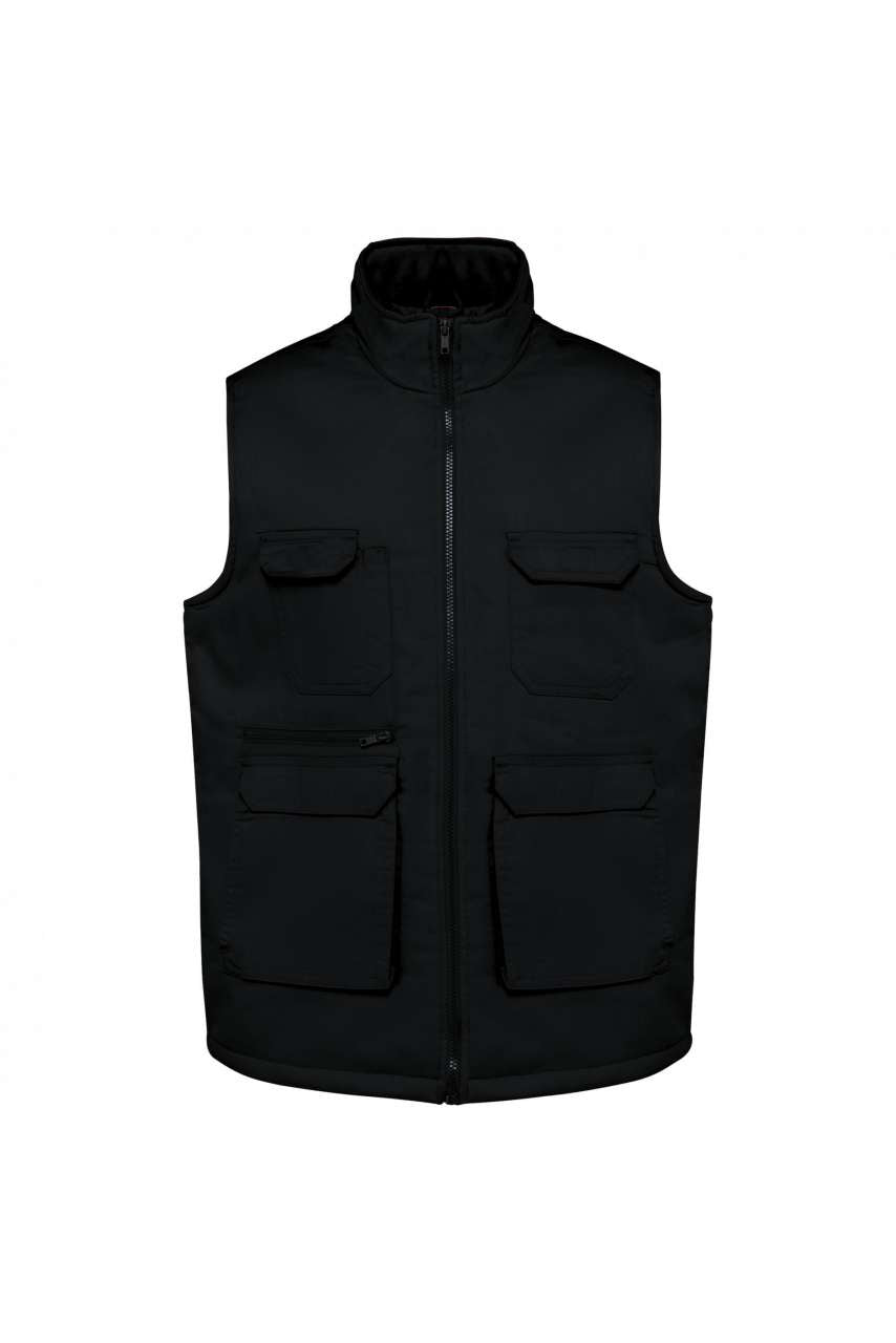 UNISEX PADDED MULTI-POCKET POLYCOTTON VEST - Black - colorimageurl