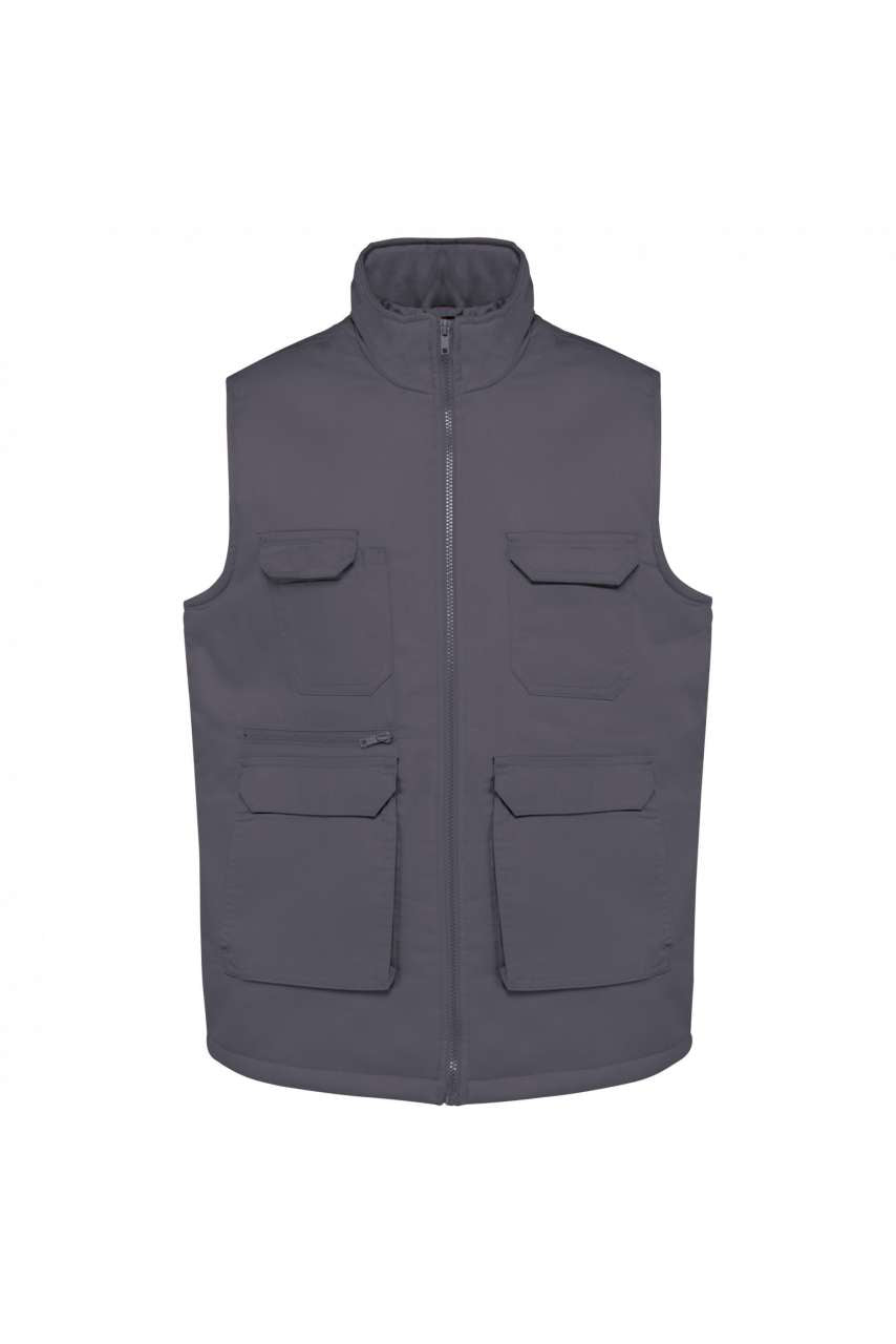 UNISEX PADDED MULTI-POCKET POLYCOTTON VEST - Dark Grey - colorimageurl