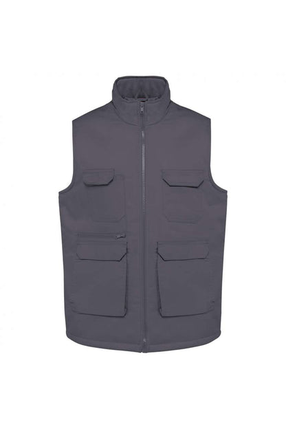UNISEX PADDED MULTI-POCKET POLYCOTTON VEST - Dark Grey - colorimageurl