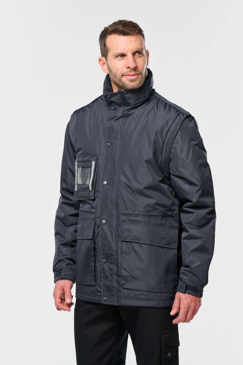 DETACHABLE-SLEEVED WORKWEAR PARKA - Black - modelimageurl