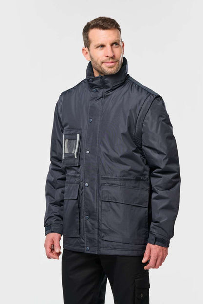 DETACHABLE-SLEEVED WORKWEAR PARKA - Black - modelimageurl