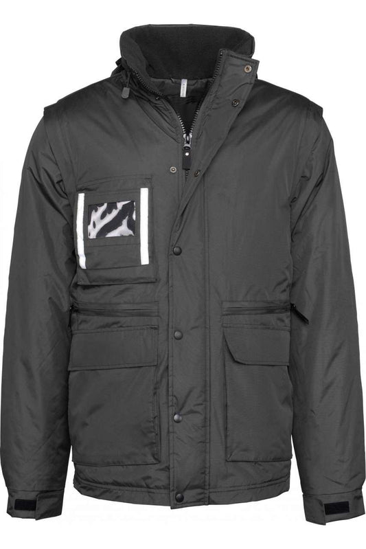 DETACHABLE-SLEEVED WORKWEAR PARKA - Black - colorimageurl