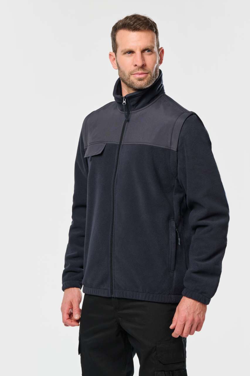 FLEECE JACKET WITH REMOVABLE SLEEVES - Red - modelimageurl
