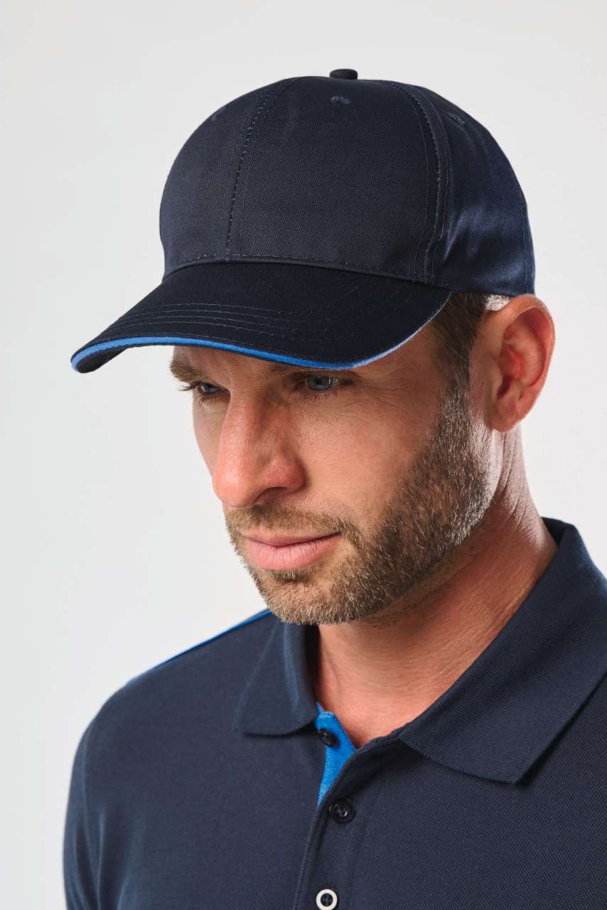 OEKOTEX CERTIFIED 6 PANELS CAP WITH SANDWICH PEAK - Khaki/Light Grey - modelimageurl