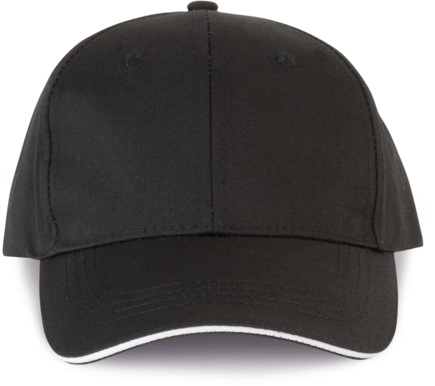 OEKOTEX CERTIFIED 6 PANELS CAP WITH SANDWICH PEAK - Black/White - colorimageurl