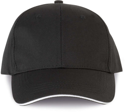 OEKOTEX CERTIFIED 6 PANELS CAP WITH SANDWICH PEAK - Black/White - colorimageurl