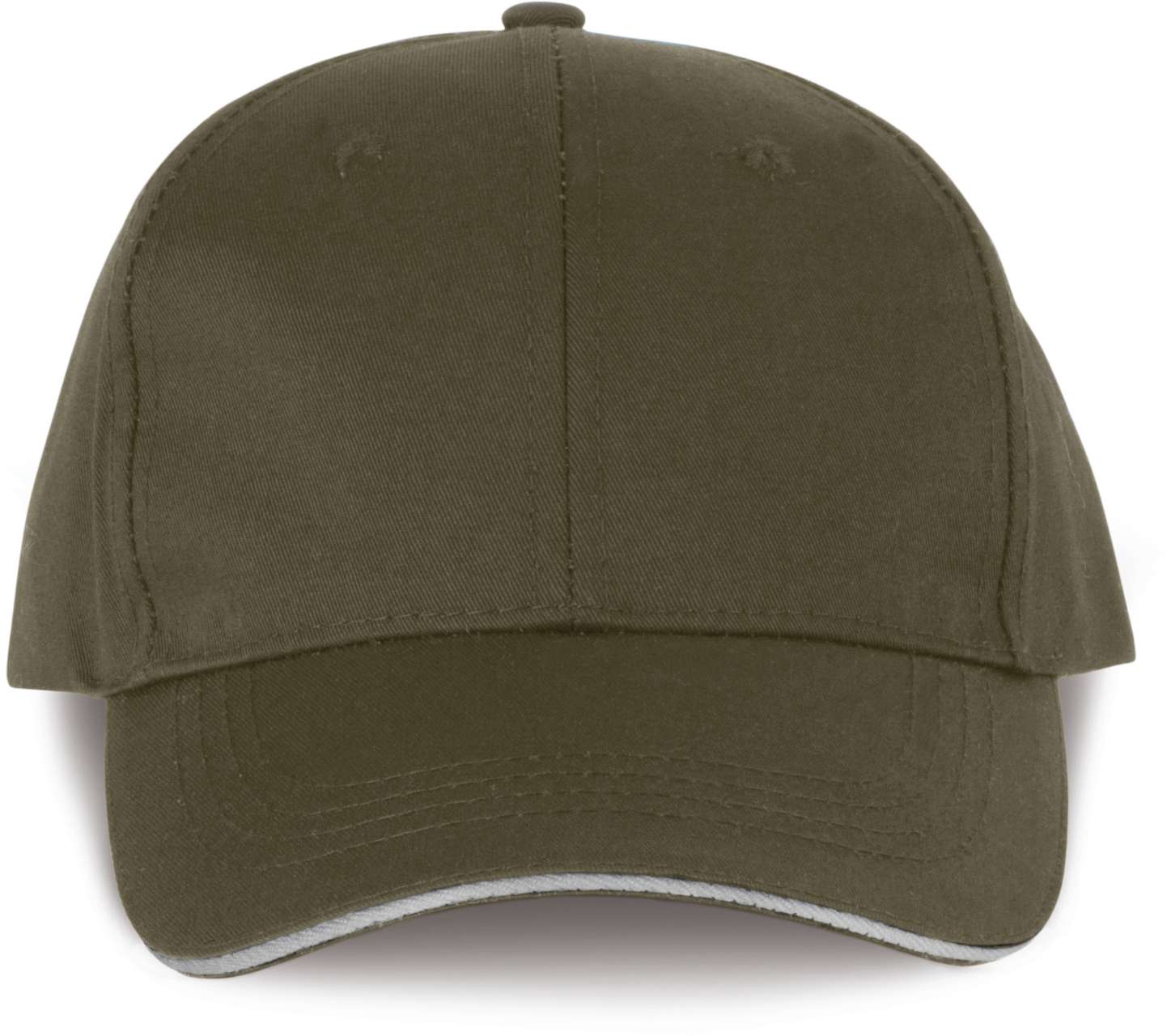 OEKOTEX CERTIFIED 6 PANELS CAP WITH SANDWICH PEAK - Khaki/Light Grey - colorimageurl