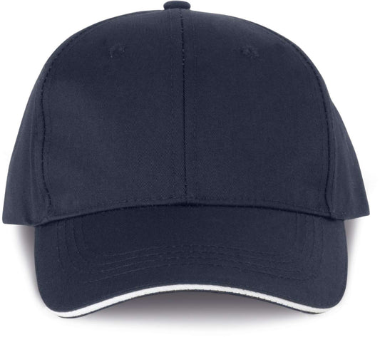 OEKOTEX CERTIFIED 6 PANELS CAP WITH SANDWICH PEAK - Navy/White - colorimageurl
