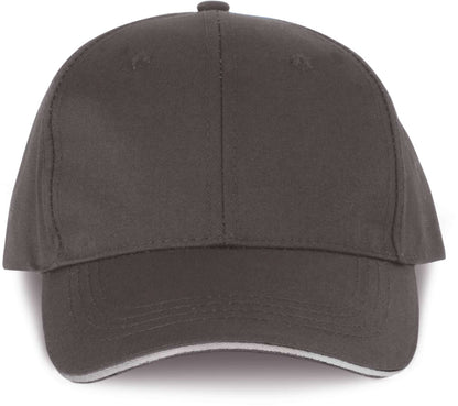 OEKOTEX CERTIFIED 6 PANELS CAP WITH SANDWICH PEAK - Shale Grey/Light Grey - colorimageurl