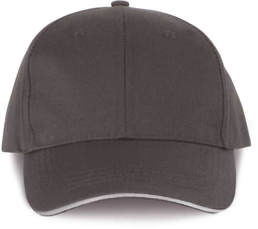 OEKOTEX CERTIFIED 6 PANELS CAP WITH SANDWICH PEAK - Shale Grey/Light Grey - colorimageurl